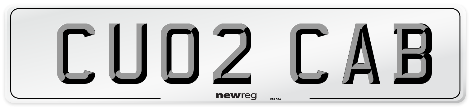 CU02 CAB Number Plate from New Reg